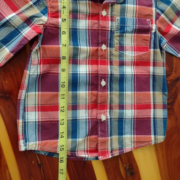 Carter's Plaid long Sleeve Button Down Shirt 2T - Picture 5 of 6